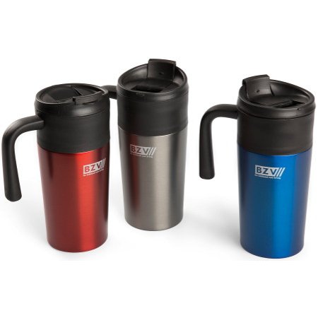 Hochwertiger Thermobecher aus Metall mit individuellem Druck als Werbemittel