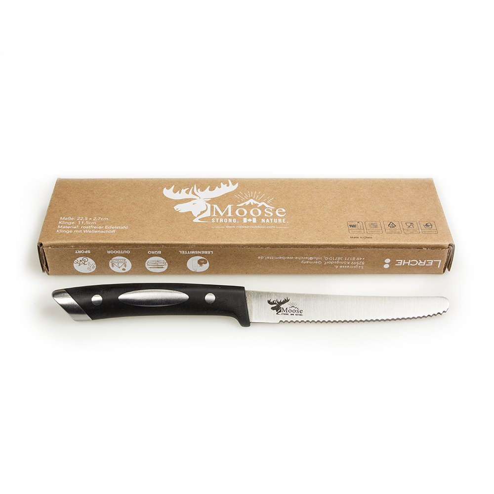 Hochwertiges Steakmesser mit individuellem Werbelogo in Naturpapier-Verpackung