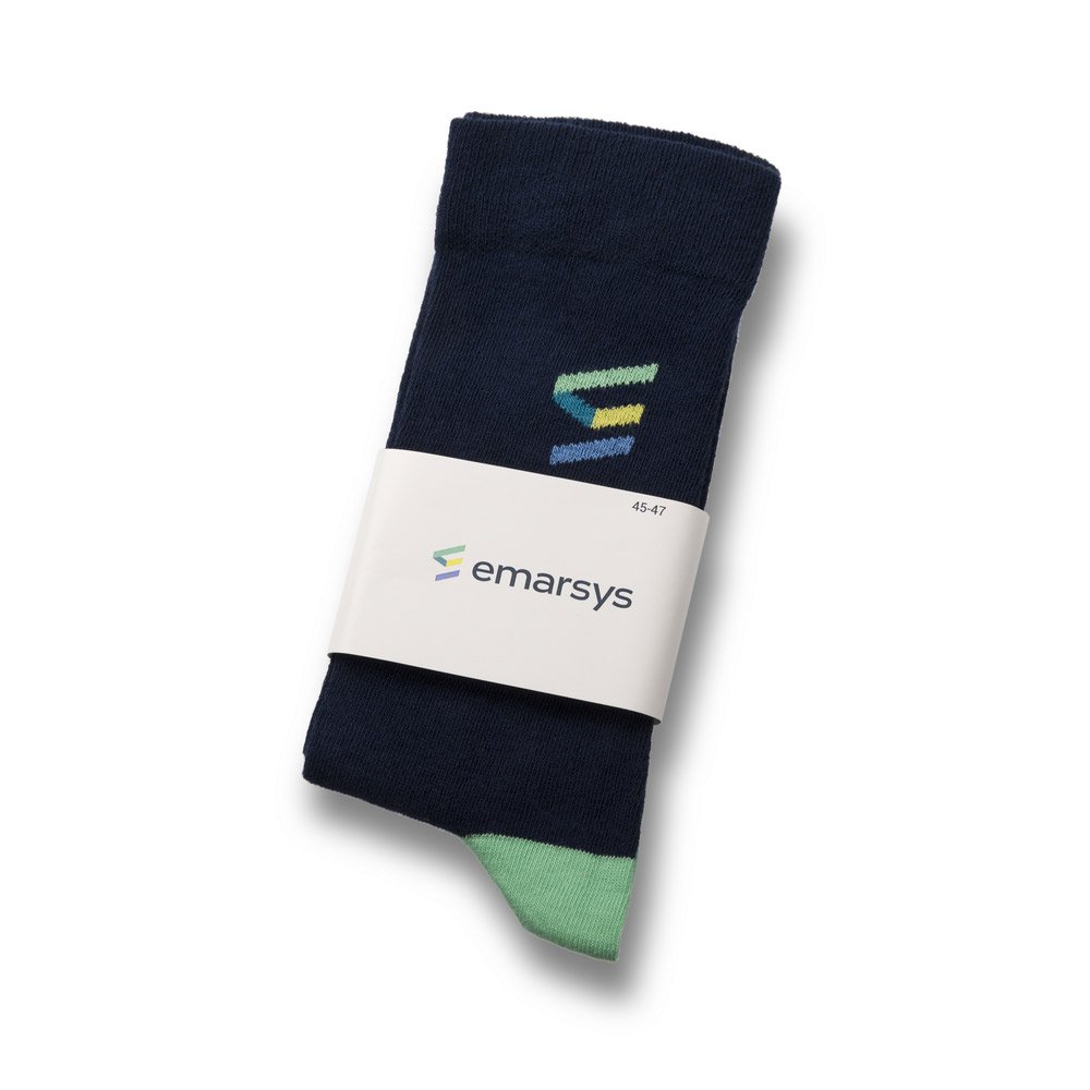 Individuell gewebte Werbe-Socken mit Werbeanbringung auf Kartonreiter