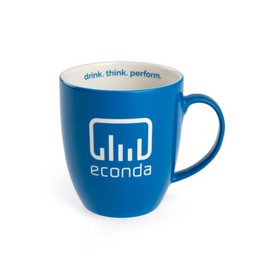 farbig eingefärbte Werbe-Kaffeetasse aus Porzellan in Hydroglasur nach Pantonefarbvorgabe