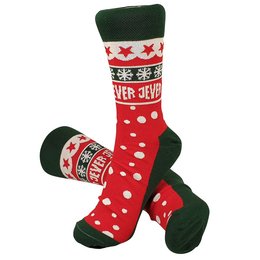Logosocken mit verschiedenen Weihnachtsmotiven eingewebt