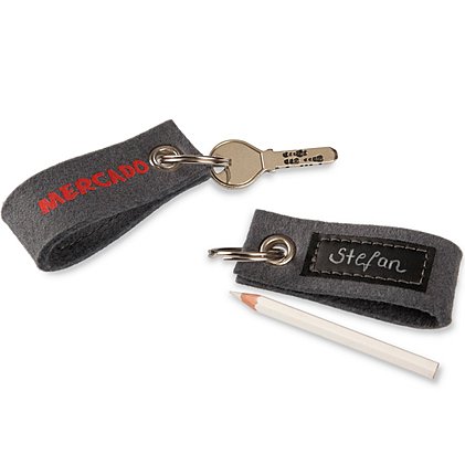 Einzigartig gestalteter beschreibbarer Werbe-Filz-Schlüsselanhänger aus Wollfilz bedruckt oder bestickt