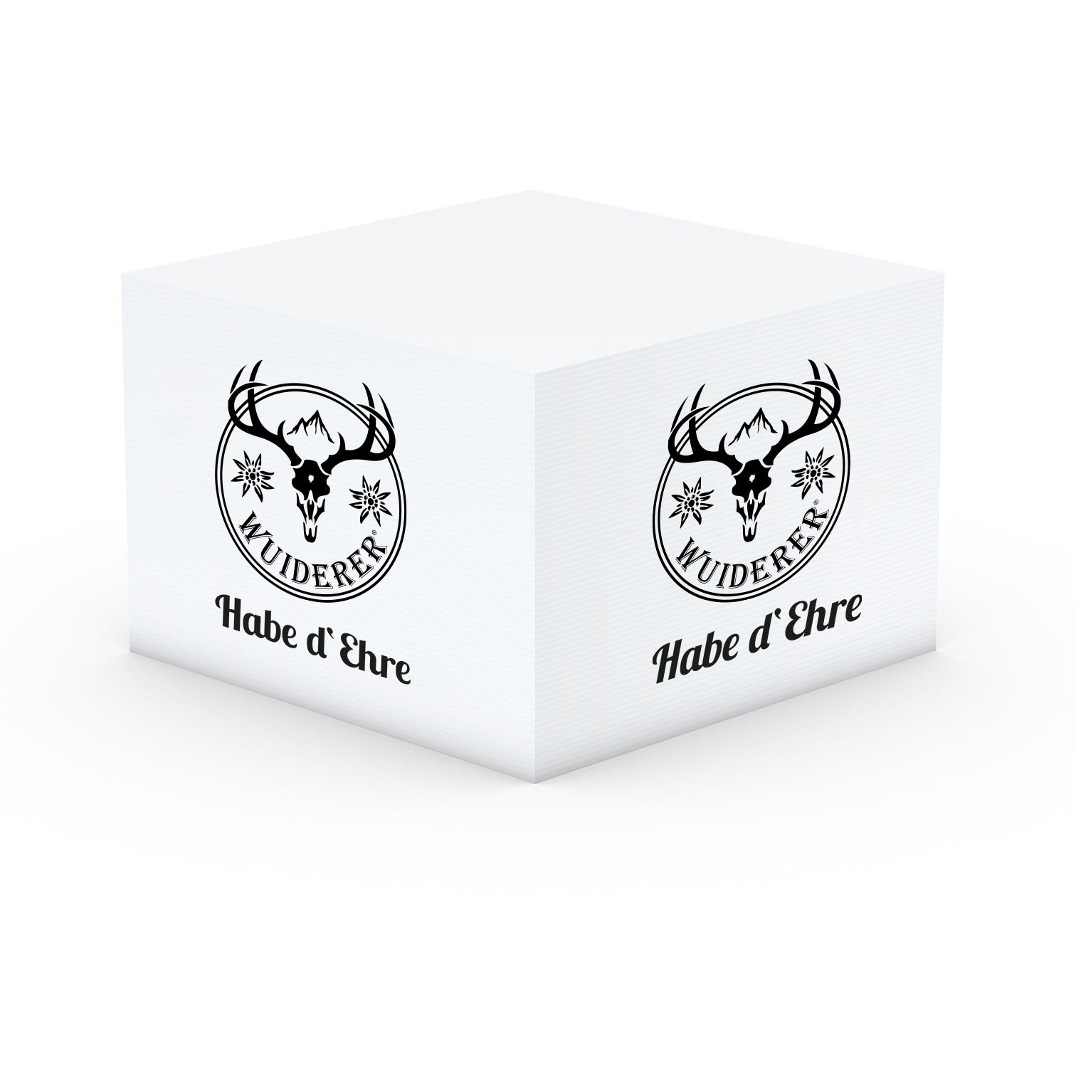 Haftnotizwürfel mit Logo ,,Wuiderer'' auf allen vier Seiten ihr Messegeschenk für ihr Zweitnutzen