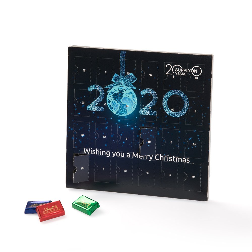 Individuell, bedruckbarer Werbe-Adventskalender mit Lindt-Täfelchen