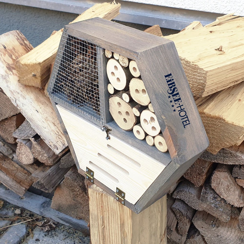 Bedrucktes Insektenhaus Holz als Öko-Werbemittel