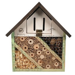 Insektenhotel Haus Biene aus  Holz mit Logo-Lasergravur