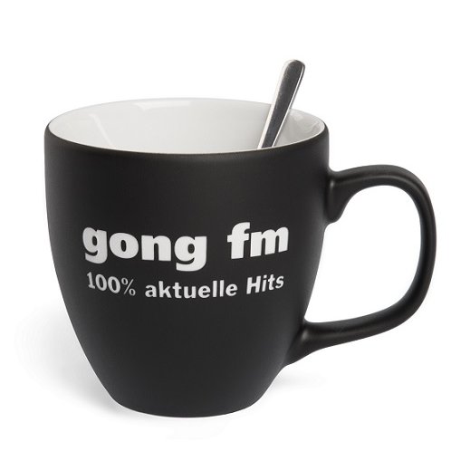 Jumbotasse mit Glasur und Logogravur