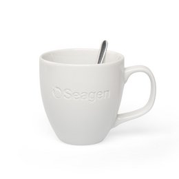 Ton-in-Ton: Jumbotasse weißes Porzellan, weiße Logogravur