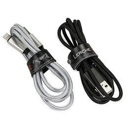 Doppelter Werbeeffekt: 2 in 1 Ladekabel mit Logo als Lasergravur und bedrucktem Kabelbinder