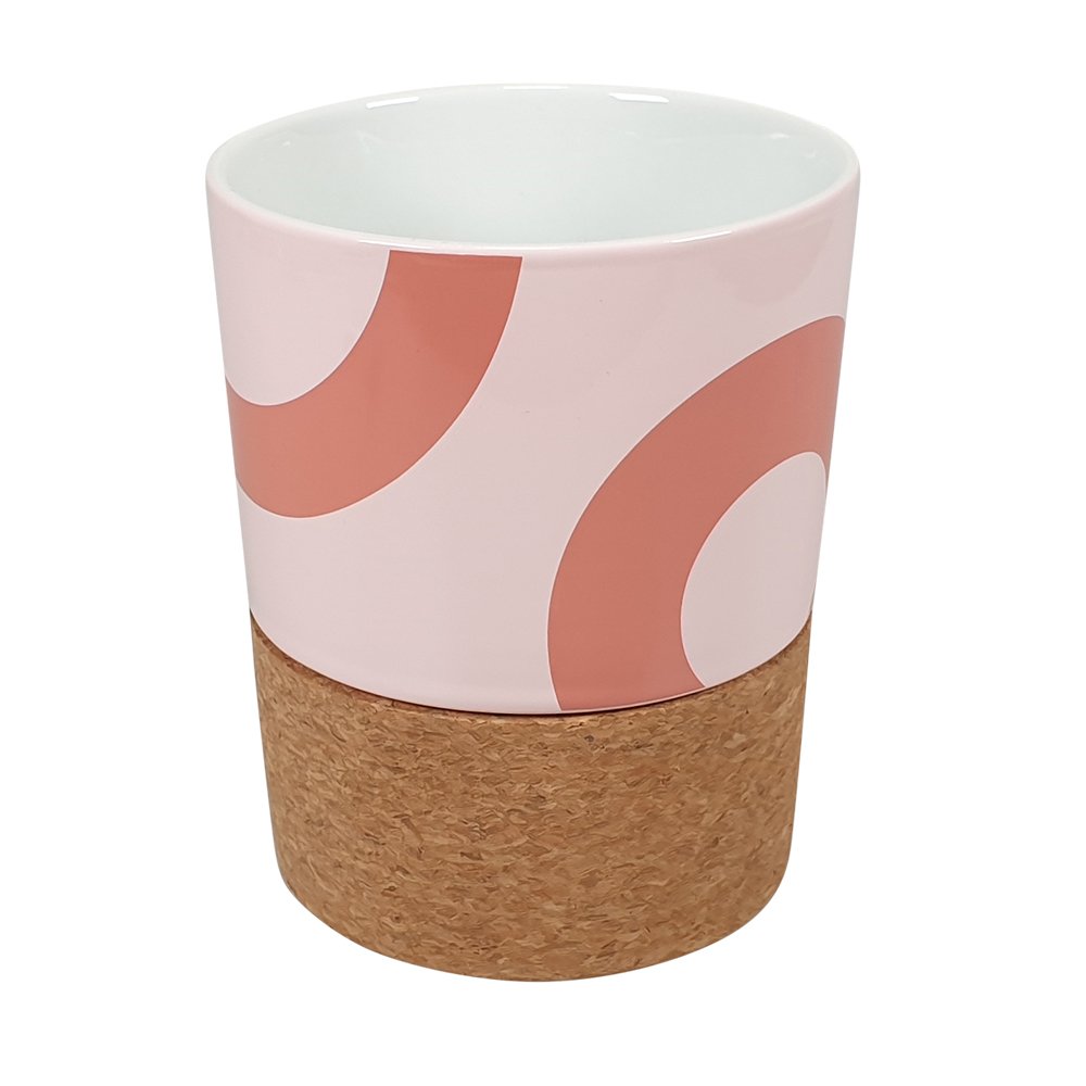 Werbebecher Cork Mug aus Porzella, umlaufendem Werbedruck