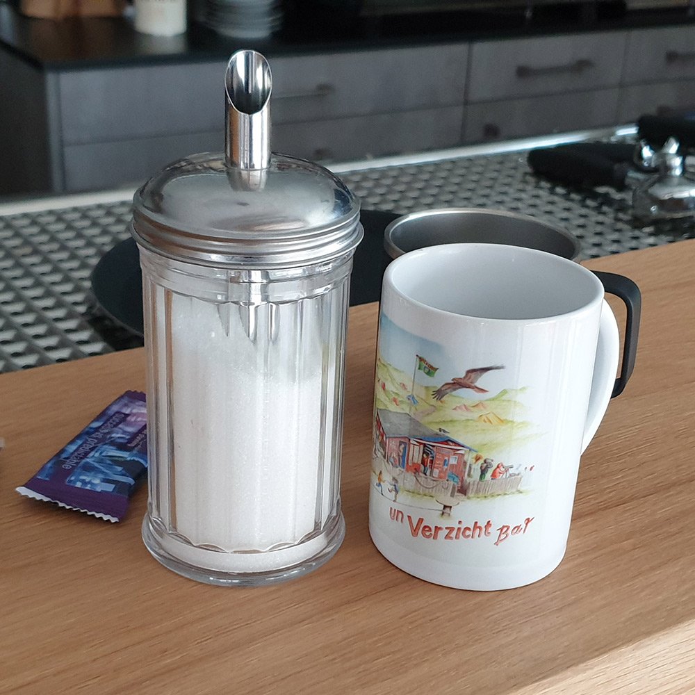 Werbe-Kaffeetasse umlaufend mit Werbemotiv bedruckt