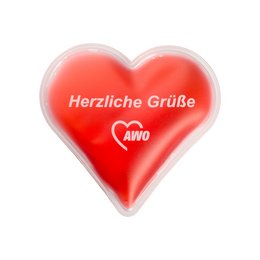 Kalt-Warm-Kompresse in Herzform mit  Werbedruck