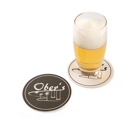 Werbe-Bierdeckel rund aus 1,4 mm Bierdeckelpappe, individuell bedruckbar auf beiden Seiten