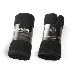 Werbe-Handtücher mit dezenter Hoch-Tief Einwebung mit individuell bedruckter Werbebanderole 