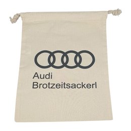 Baumwoll-Kordelzugbeutel mit Logo-Druck audi – Brotzeitsackerl