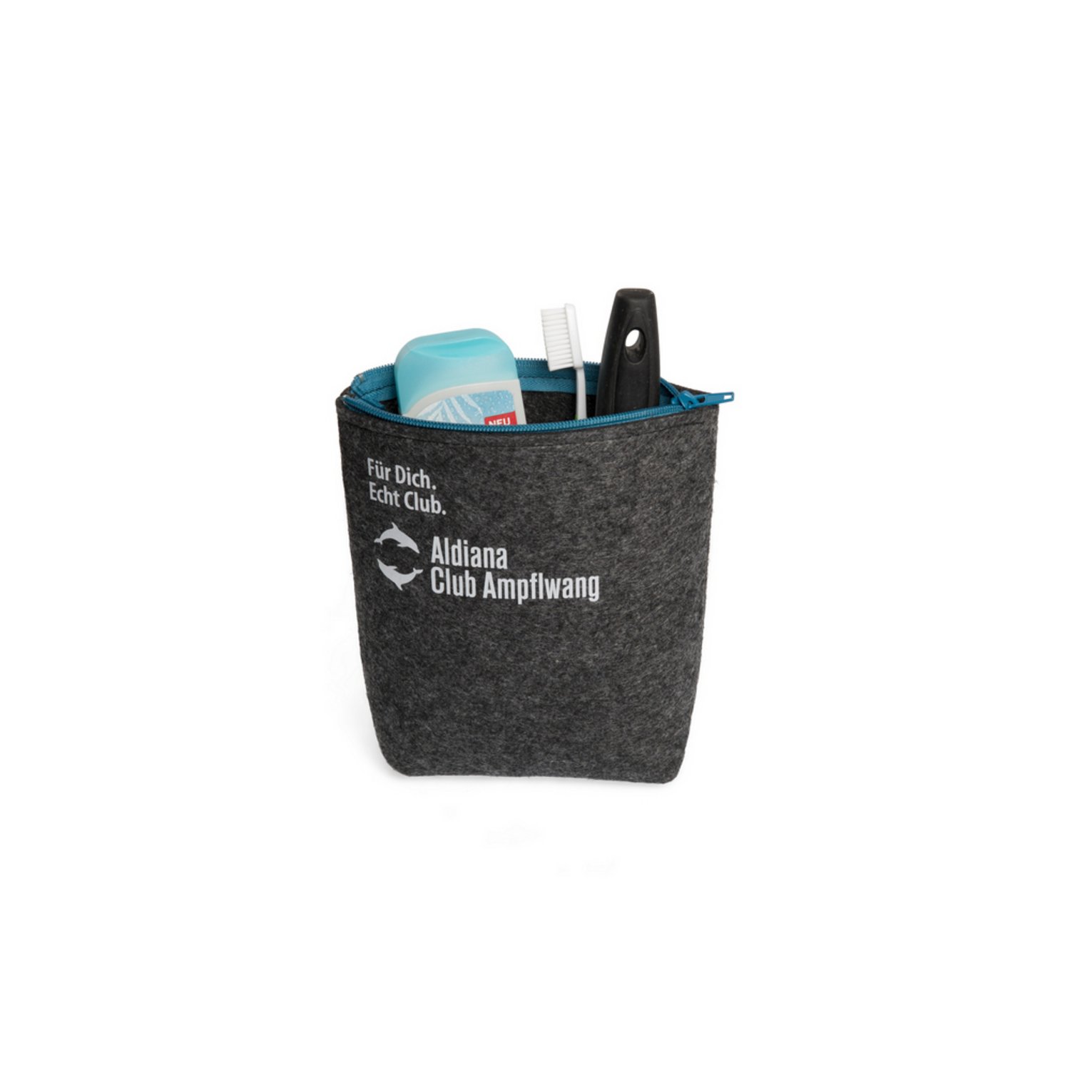 Werbe-Filz-Kosmetiktasche MAJA mit logo-Bedruzckung für Hotel-Gruppe