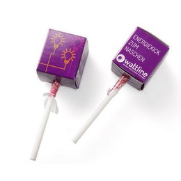 Kugel Lolly chupa chops in der Werbebox aus Glanzkarton, sechs Seiten bedruckbar