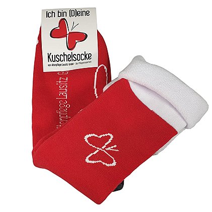 Werbe-Kuschelsocken mit eigenem eingewebten Logo