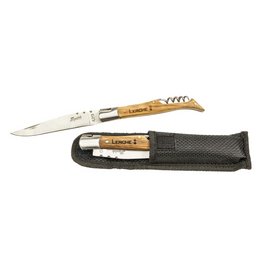 Graviertes Werbe-Taschenmesser mit Holzgriff als Werbegeschenk für Outdoorbranche oder Gastronomie