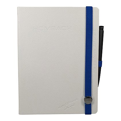 Lanybook, Werbe-Notizbuch Saffiano Touch Large in Weiß mit individueller Werbeprägung