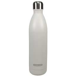 doppelwandige Trinkflasche, metall in weiß mit Logo-Lasergravur