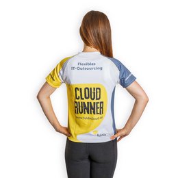 Bedrucktes Firmenlaufshirt mit Raglanarm für Damen, komplett bedruckt mittels Vollsublimation