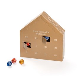 Werbe-Adventskalender in Haus-Form mit Lindor