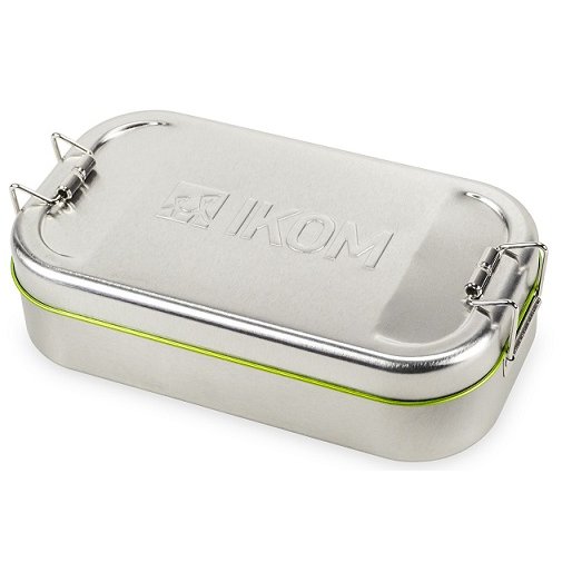 Lunchbox aus Weißblech mit Logo als Prägestempel 