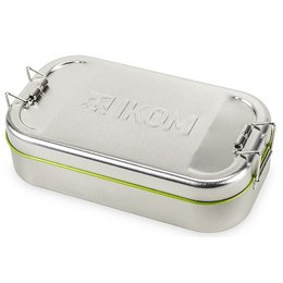 Lunchbox aus Weißblech mit Logo als Prägestempel