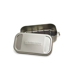 Lunchbox, Brotzeitdose aus Weißblech mit auffallender Logoprägung für Hultafors Group Germany