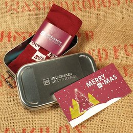 Werbeset Lunchbox Silver aus Weißblech, Stülpdeckel mit Werbeprägung