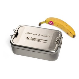 Retro-Werbe-Lunchbox aus Weißblech mit graviertem Stülpdeckel