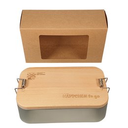 Lunchbox XL, Buchenholzdeckel, lasergraviert, im Sichtkarton