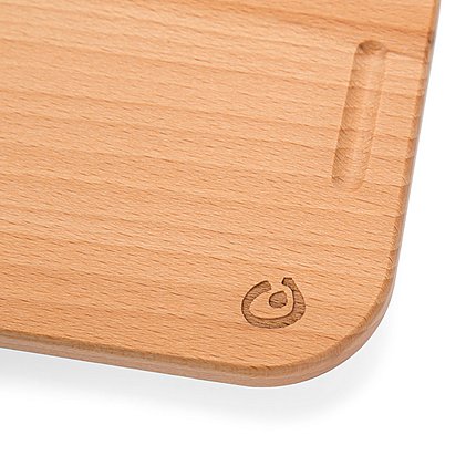 Logogravur auf Buchenholz-Deckel von Lunchbox XL