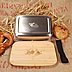 Brotzeitbox aus Edelstahl mit Bambusdeckel mit Logo-Lasergravur