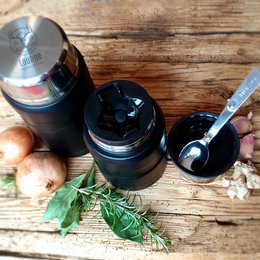 Essenbehälter Thermo aus metall mit Logo-Lasergravur