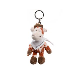 Lustige Plüsch-Schlüsselanhänger Stofftiere bedruckt mit Firmenlogo als Werbemittel für Kinder