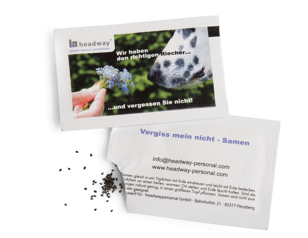 Für ein wirkungsvolles Mailing: Samen-Briefchen mit Werbung bedruckt ...