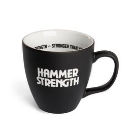 Hydroglasur matt in schwarz, große Werbetasse 151 mit weißer Logogravur und Tassen-Innendruck