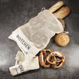 Bedruckter, nachhaltiger Mehrweg-Werbe-Obst oder Brotbeutel aus Bio-Baumwolle