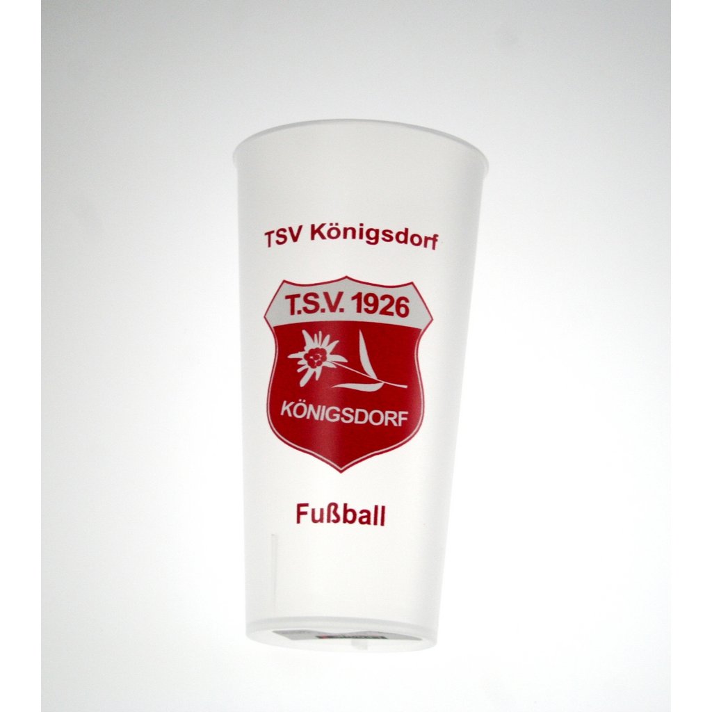 Bedruckter Mehrwegbecher für die Fußballabteilung des TSV Königsdorf
