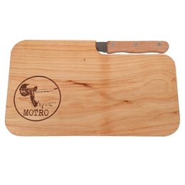 Messerbrett Erle geölt mit Speckmesser und Logoeinbrand 