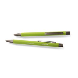 Topseller UMA Markenkugelschreiber mit Softtouch Oberfläche in grün und individueller Lasergravur