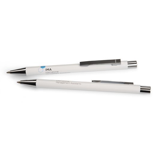 bedruckter Metall-Loog- Kugelschreiber Straight SI das Soft-Touch-Gehäuse, verschiedene Farben