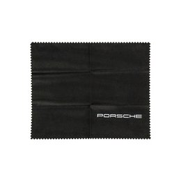 Porsche-Design: Mikrofaser-Brillenputztuch in Schwarz mit weißem Logodruck