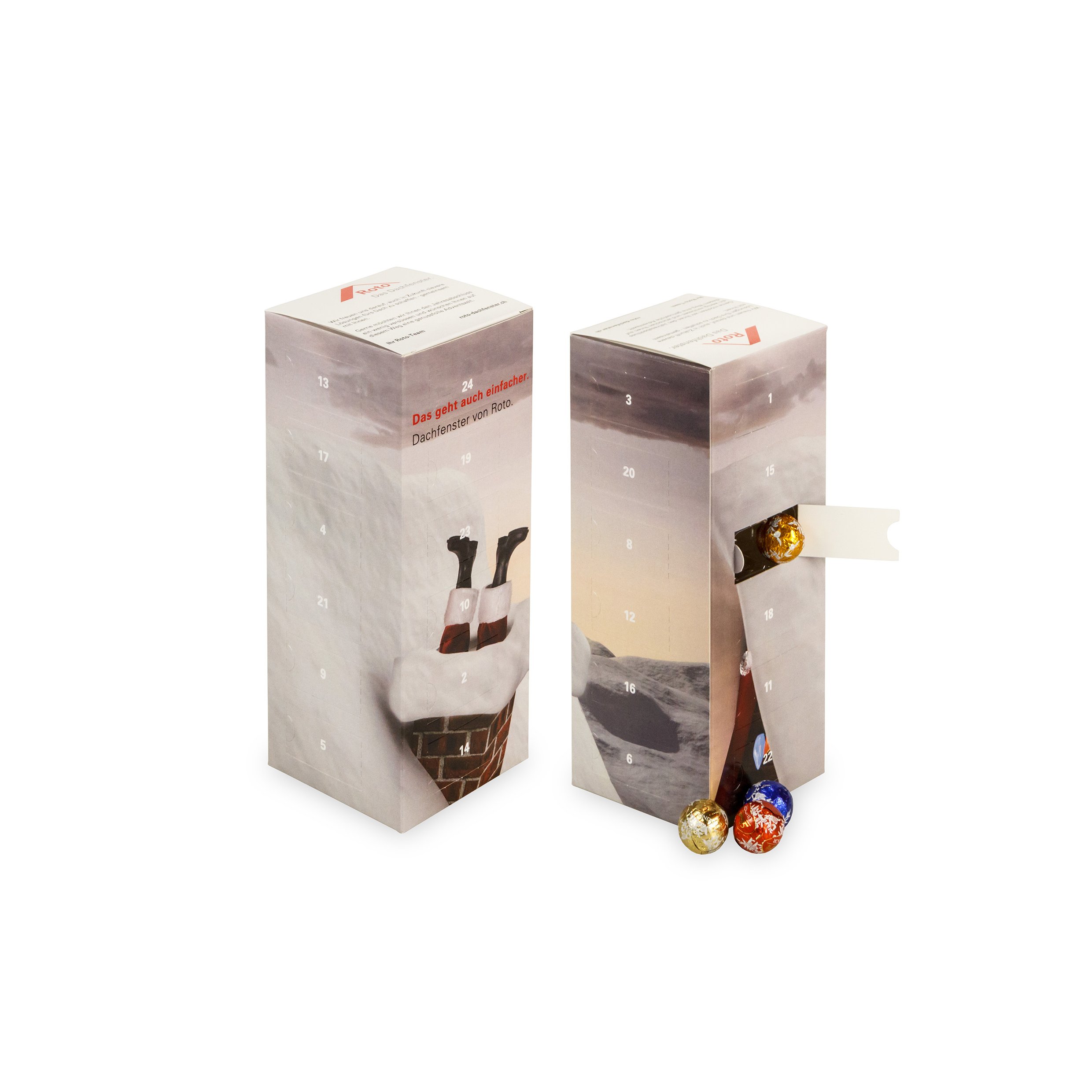 Mini-Tower Werbe-Adventskalneder mit Lindt Schokolade