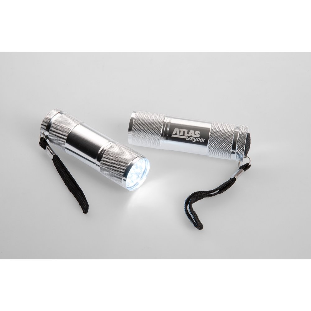 Miniformat: Lasergravierte LED Alu-Taschenlampe „Quattro“ für Atlas Weyhausen