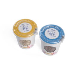 Müsli-Fans aufgepasst: Müsli-to-Go-Becher als bedruckten Werbeartikel für Hexal