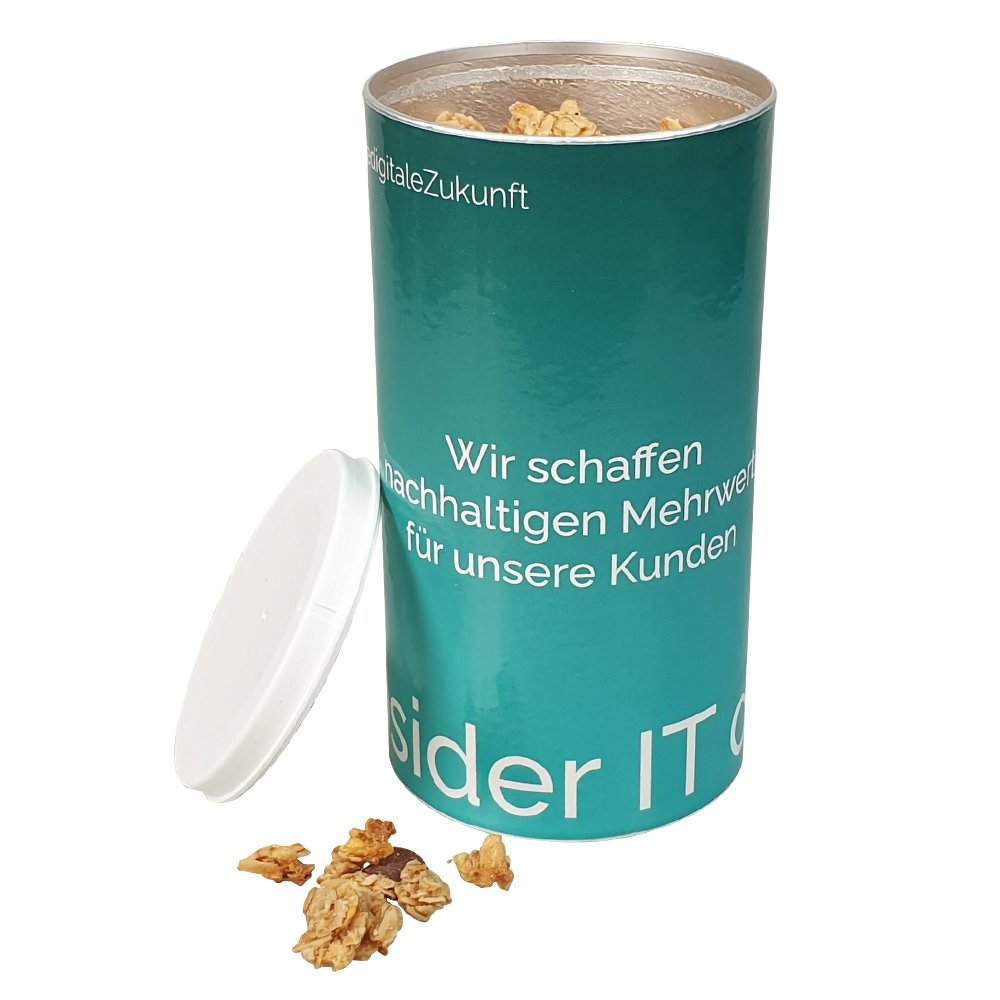 Werbe-Müsli-Knusper-Box Banane-Schoko 