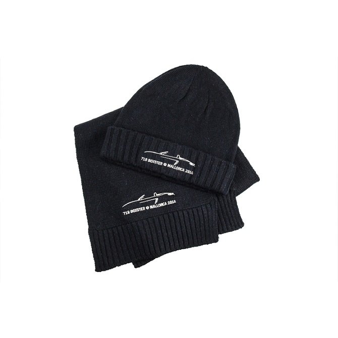 Mütze und Schal mit Logo-Stickerei im Geschenk-Set